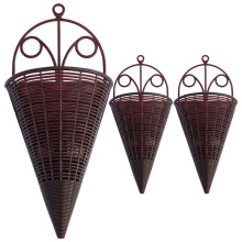 Toddmomy Rattan Hanging Basket Set of 3 Wall Planters Rustic Wicker Decorative Flower Baskets for Indoor Outdoor Garden Balcony 12