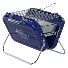 Gentlemen's Hardware Portable BBQ, Lightweight Suitcase-Style in Stainless Steel, Colour: Navy/Blue, 32 x 31.5 x 40 cm, GEN253. Gr