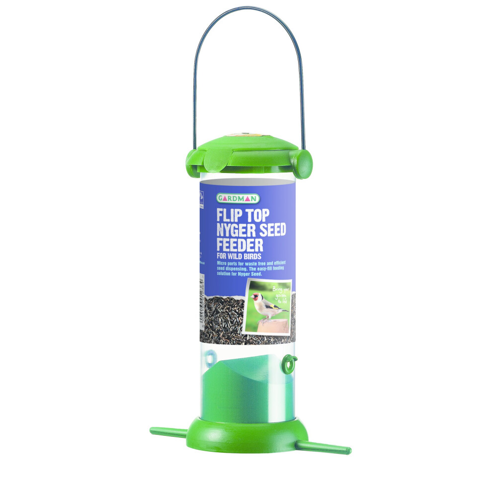 Gardman A01236 Flip Top Nyjer Seed Feeder Bird, 13 X 5 X 13 Cm Green