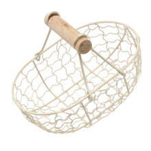 DOITOOL Wire Egg Basket with Wood Handle, Country Vintage Style Egg Gathering Basket Wire Fruit Storage Basket Vegetables Containe