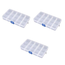 3 Pack 15 Cell Clear Plastic Storage Organiser Compartment Craft Bead Box Case Nail Art Gem Bits Small Screws Seperator Split Shot