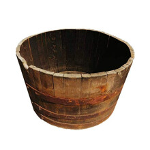 Celtic Timber Barrel Planter - Rustic Outdoor Plant Pot - Made from Aged Quarter-Sawn Oak - Weathered Wood for Outdoor Plants, Gar