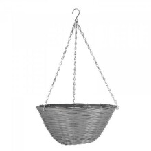 Slate Faux Rattan Hanging Basket 14"