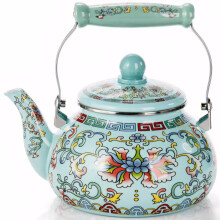 Pumtus 2.6 Quart Floral Enamel Tea Kettle, Vintage Enameled Teapot Stovetop, Enamel Steel Water Coffee Tea Pot with Ceramic Handle