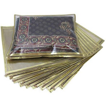 KANUSHI Set of 10 Pc Transparent Saree Covers/Saree Bags/Storage Bags/Clothes Covers with Stainless Steel Zip Lock Combo (Suitable