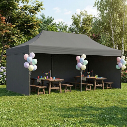Automatic Garden Gazebo Tent 3x6m, Grey, Adjustable 2