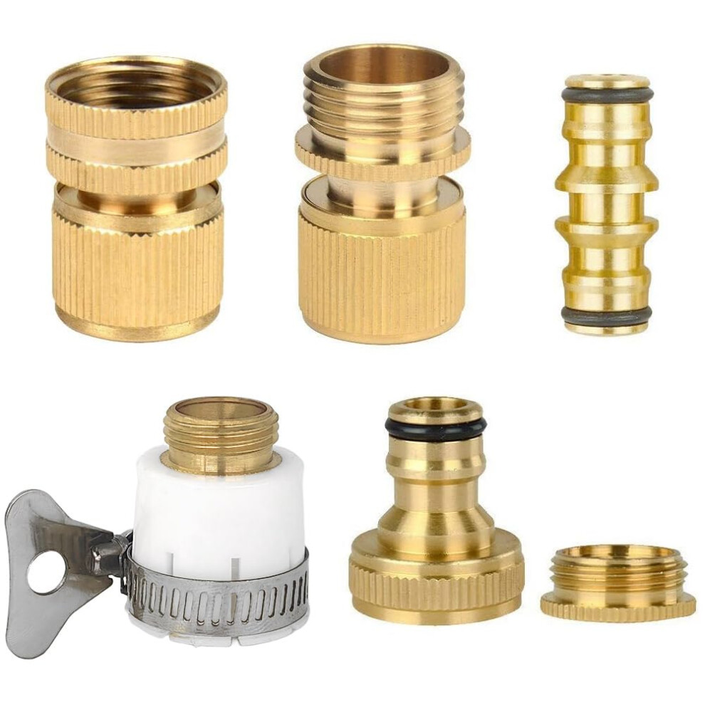 Set Of Brass Garden Hose Expandable Stretch Fittings Tap Adaptors Connectors 43859474