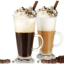 Royal Cuisine Latte Glasses Coffee Cups for Espresso Cappuccino Tea Hot Drink Glass Cups with Handle Ideal for Ice Cream Latte, Ho