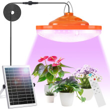 Ufelizor Solar Plant Grow Light Outdoor Indoor Run Day/Night, 96 LED Full Spectrum Solar Hanging Plant Light with Remote Control,1