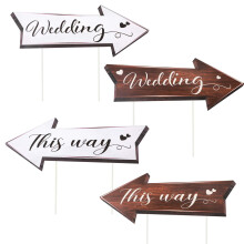 4pcs Wedding This Way Directional Signs, Wedding Direction Road Signs Arrow Signs with Stakes Wedding Yard Signs Wedding Welcome S
