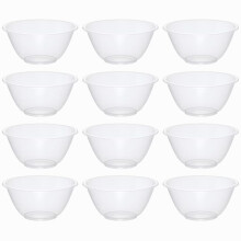 eMKay Set of 12 Clear 20cm Plastic Mixing Bowls – 2.3L BPA-Free Food-Safe Nesting Bowls for Kitchen Prep, Baking & Serving – Micr