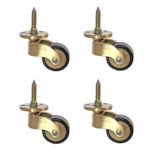 25mm Solid Brass Caster Wheel - Antique Style 360 Swivel Vintage Rubber Castors for Furniture With Screws, 4 Pack Set - Load 330 lbs