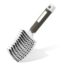 (Weiß) Haarbürste ohne Ziepen, Profi Entwirrungsbürste mit Griff, Wildschweinborsten Haarstyling Bürste für Lange Feine Dicke Lockige Haare