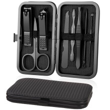 (Schwarz) Nagelknipser, 8-teiliges Maniküre Pediküre Set, Edelstahl Nail Clipper Fußpflege Set, Professionelle Beauty Nagelpflege Kits