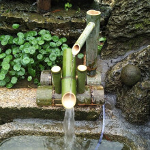 Bamboo Fountain Kit Solar Bamboo Fountain Japan Garden Waterfall Outdoor Water Fountain Spout, 100% Handmade,Length25cm