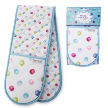 Cooksmart Spotty Dotty Double Oven Gloves for Home Cooking & Baking | Heat Resistant Cotton Gloves with Maximum Protection | Safe