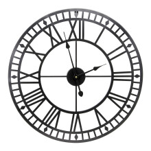 Taylor & Brown Vintage Large 60cm Wall Clock Round Metal Silent Non-ticking Battery Operated Black Roman Numerals Clocks for Home,