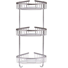 Optimal Products RUST FREE STAINLESS STEEL SHOWER CADDY RACK BATHROOM ORGANIZER CORNER SHELF & HOOKS (3-TIER STAINLESS STEEL CADDY