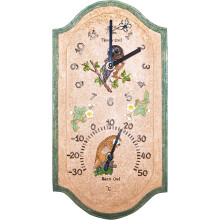 St Helens Home & Garden Outdoor Weather Resistant Owl Design Clock and Thermometer - Sit back, relax and let time pass you by