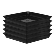 DOITOOL Square Plant Pot Trays Black - 5 Pack 7.4 Inch Plastic Flower Pot Saucers for Indoor Outdoor Use Drip Trays for Garden Bon
