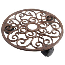 Esschert TG39 Fallen Fruits Round Plant Trolley - Brown