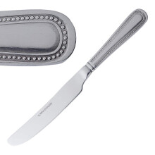 Olympia Bead Stainless Steel Table Knives (Pack of 12), Silver, 225(L)mm, Dinner Knife Set, High Polished 18/0 Stainless Steel, Be