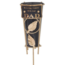 Black Graveside Memorial Flower Vase with Gold Stand - Dad 1829