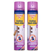 Zero In Clothes Moths Killer Spray - Fast-Acting Insecticide with Prallethrin & 1R Trans Phenothrin - Kills Moths on Contact - For