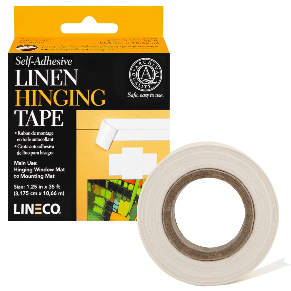 Self-Adhesive Linen Hinging Tape-White 1.25"X35' 64067001
