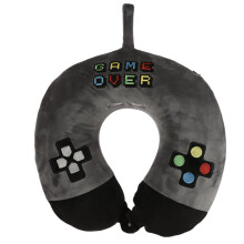 Puckator Relaxeazzz Game Over Plush Memory Foam Travel Pillow - Neck Flight Airplane Pillow For Travel - Kids Neck Pillows Cushion