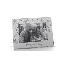 Petal Jewel design Pearl 30th Wedding Anniversary Silver Metal Look Photo Frame