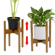 Taylor & Brown Adjustable Plant Pot Stand, 22-28.5cm Bamboo Wood Tall Plant Holder for Indoor Outdoor Use, Modern Mid Century Exte