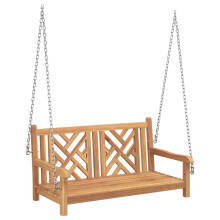 vidaXL Garden Swing Bench 114 x 60 x 64 cm Solid Teak Wood, Outdoor Garden Swing, Ergonomic Bench, Stylish Terrace Seating, Rustic