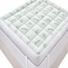 Bamboo Mattress Topper Double Bed – 10cm Extra Thick Quilted Box Stitched Fluffy Double Mattress Topper – Anti Allergy Thick Mattr