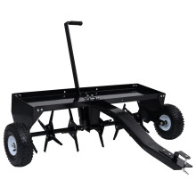 vidaXL Black Steel Lawn Aerator with Universal Coupling for Ride-on Mowers, Lawn Tractors and ATVs - 102 cm Working Width, 50 kg T