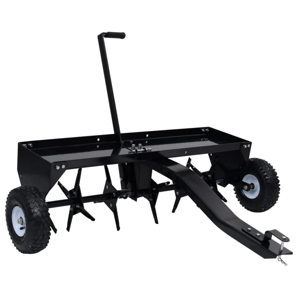 Vidaxl Steel Lawn Aerator With Universal Coupling For Ride-On Mowers, Lawn Tractors And Atvs - 102 Cm Working Width, 50 Kg T Black
