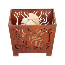 Fallen Fruits Small Square Fire Basket - Rust, FF161, Brown