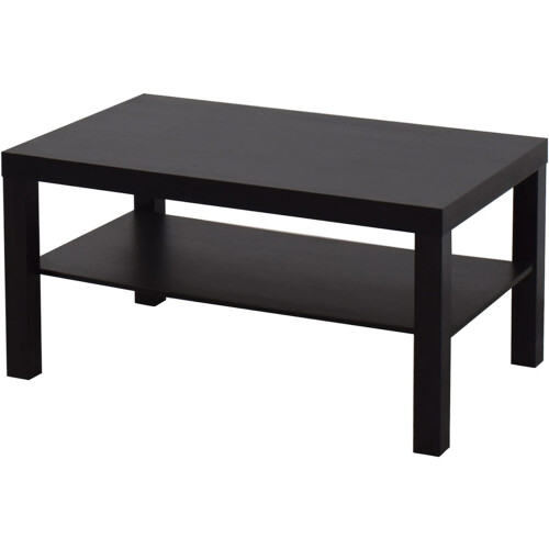 HSD LACK Coffee Table 90x55x45cm – Modern Herringbone Design with Shelf, Rectangular Living Room Table, Easy Assembly, Black Brown
