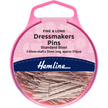 Hemline Extra Long Fine Pins for Sewing, Dressmaking, Quilting, Pinning, Knitting, Accessories, and DIY Crafts - 33mm/230pcs
