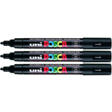 Posca PC-5M Black Colour Paint Marker Pens 2.5mm Medium Bullet Tip Nib Writes On Any Surface Glass Metal Wood Plastic Fabric (Pack