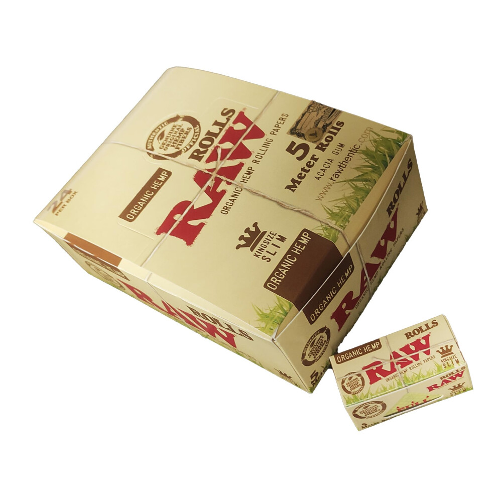 Raw Rolling Paper- Organic 5 Meter Full Box Of 24 Rolls By Raw 33315812