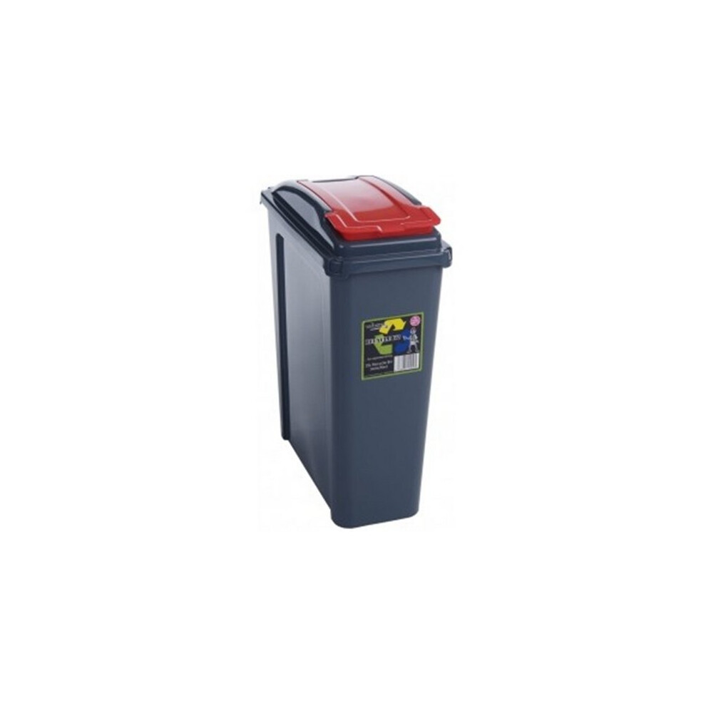 Wham 25 Litre Plastic Waste Bin With Flap Lid By Red