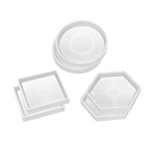 6Pcs Epoxy Resin Coasters Molds DIY Crafts Coaster Silicone Mould Cup Mat