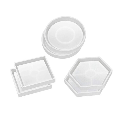 6Pcs Epoxy Resin Coasters Molds DIY Crafts Coaster Silicone Mould Cup Mat