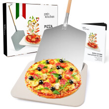 Pizza Stone and Peel Set 38x30cm Cordierite - Joeji's Kitchen Oven BBQ
