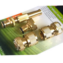 Tech Traders 4 Pcs Brass Hose Pipe Fitting Set/Garden Tap Hosepipe Quick Connectors & Spray Nozzle