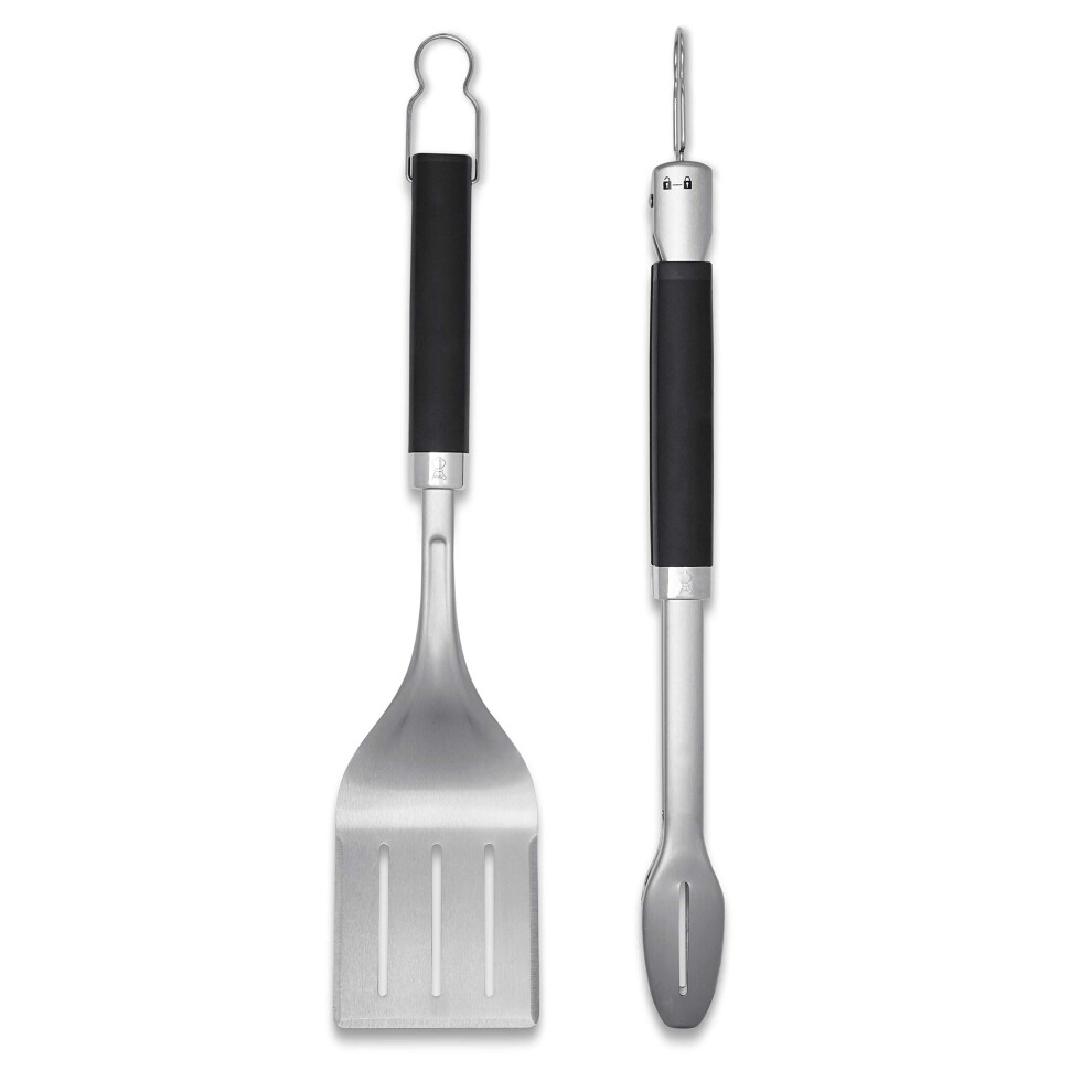 Weber Premium Grill Tool Set - Large, 2-Piece Made Of Stainless Steel, Consisting Of Grill Tongs And Turner (Each 46Cm), With Prac