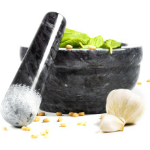 Coninx Pestle and Mortar 15CM | Solid Black Marble Herbs & Spice Grinder | Natural Stone Mortar and Pestle Set to Cook Like a Chef