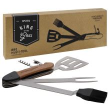 Gentlemen's Hardware BBQ Multi-Tool, Includes: Spatula, Fork, Bottle Opener and Corkscrew - The Ultimate Acacia Wood and Stainless