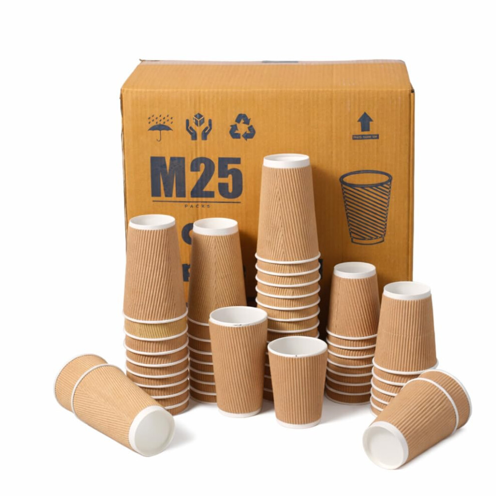500 X 8Oz / 250Ml Disposable Coffee Cups Paper Cups For Hot And Cold Drinks Vending Cups Triple Walled Ripple Cups Tea D M25 Packs